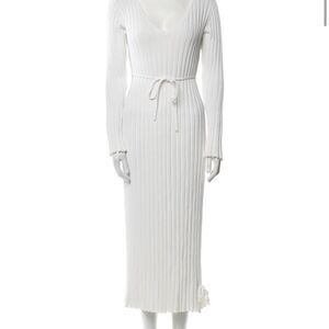 DISSH White Long Sleeve Ribbed Dress